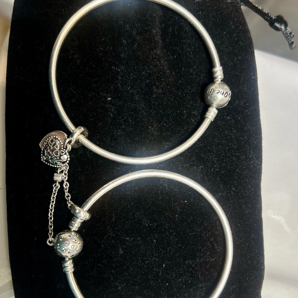 Silver Charm Bangle Set